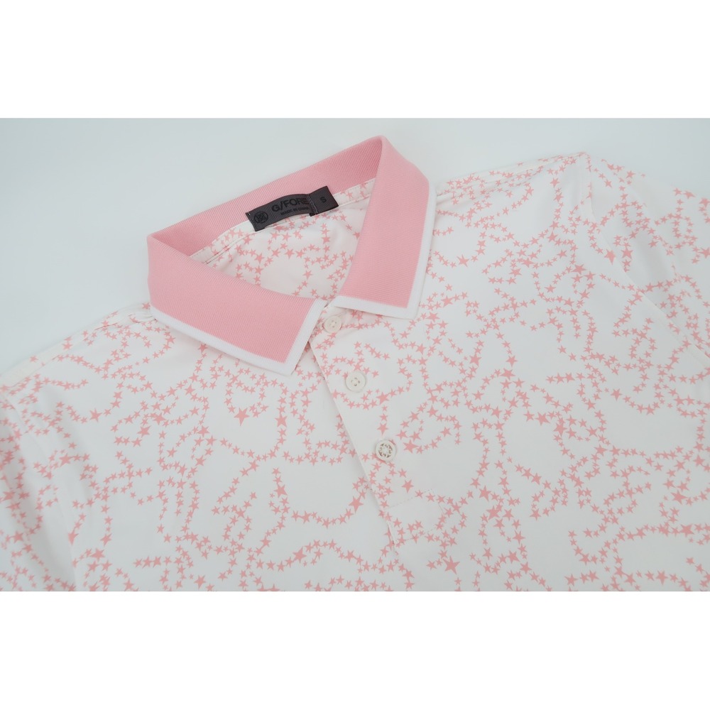 G/FORE Polo Shirt Mens Small White Pink Star Dust Performance Golf G4MF23K061D